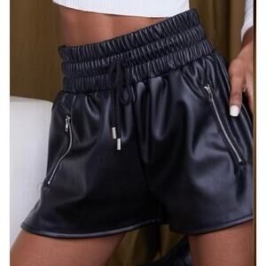 12th Tribe Black Faux Leather Shorts
